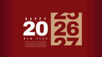 Red Modern & Minimal New Year Countdown Digital Display (16:9) template