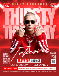 Red Modern & Minimal Nightclub Event Poster/Wallboard Affiche/Panneau mural template