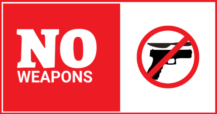 Red Modern & Minimal No Weapons Allowed Facebook Shared Image template