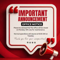 สีแดง Office Closure Announcement Iphosti le-Instagram Template