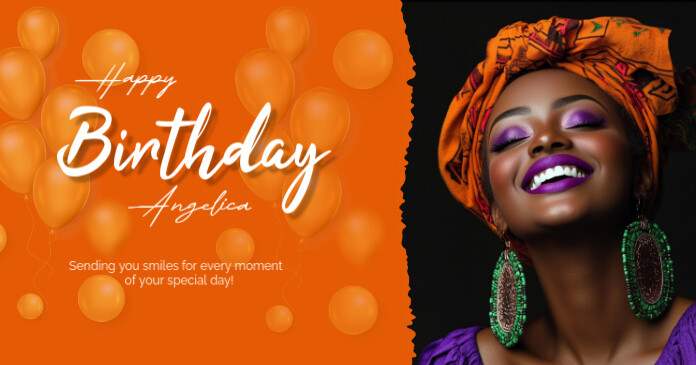 Red Modern & Minimal Orange Ballons Place For Photo Facebook Shared Image template