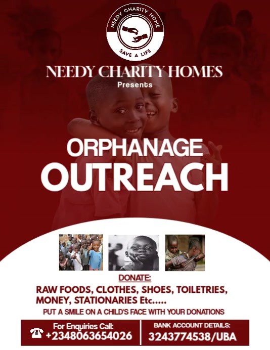 Copy of Red Modern & Minimal Orphanage Outreach Flyer (us Letter ...