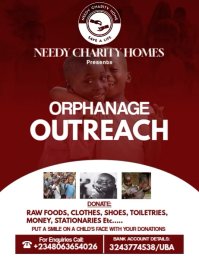 Red Modern & Minimal Orphanage Outreach  Flyer (us Letter) template