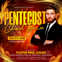 Red Modern & Minimal Pentecost Church Service Instagram Post Instagram-bericht template