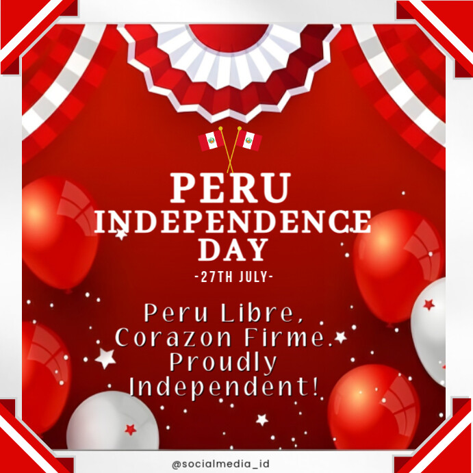 Red Modern & Minimal Peru Independence Day Instagram Post template