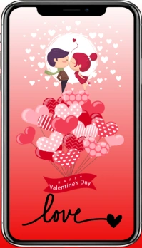 Red Modern & Minimal Phone Valentines Screen Business Card template