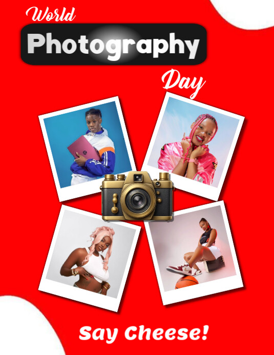 Red Modern & Minimal Photography Day  Flyer (us Letter) Iflaya (Incwadi ye-US) template
