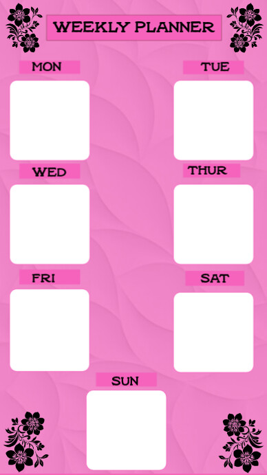 Red Modern & Minimal Pink Weekly Planner Instagram Story template
