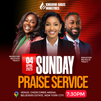 Red Modern & Minimal Praise Service Event Instagram Post Iphosti le-Instagram template
