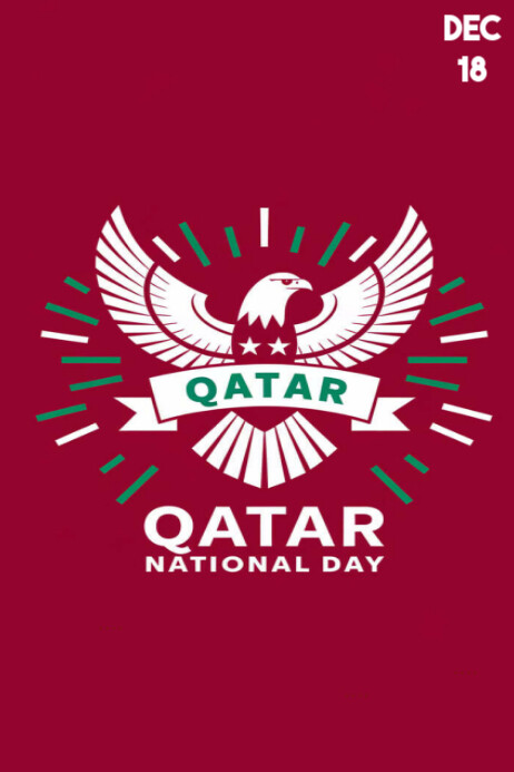 Red Modern & Minimal Qatar National Day Template  Banner 4' × 6'