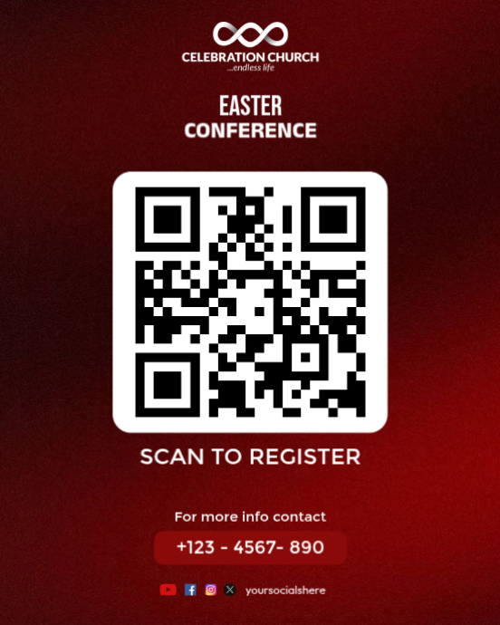 Plantilla de Red Modern & Minimal QR code Easter Convention Instagram ...
