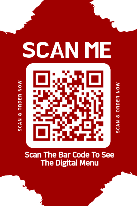 Red modern & minimal qr code menu poster Template | PosterMyWall