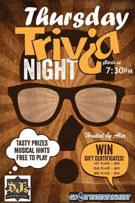 Red Modern & Minimal Quiz And Trivia Nights Flyers Poster template