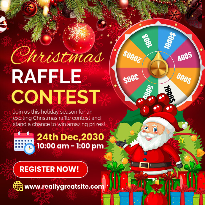 Red Modern & Minimal Raffle Contest Instagram Post template