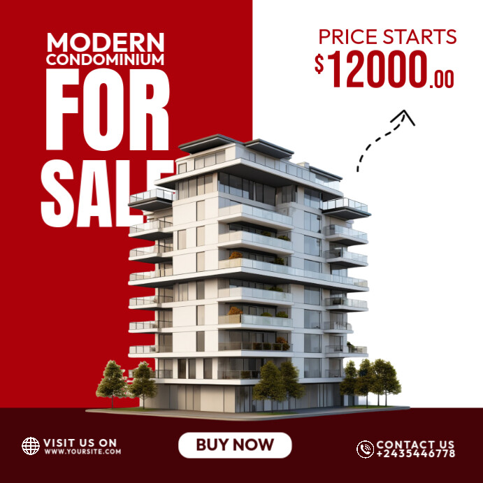 Red Modern & Minimal Real Estate  Instagram Post template