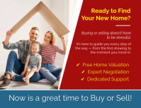 Red Modern & Minimal Real Estate Postcard (us Letter) Flyer (US-Letter) template
