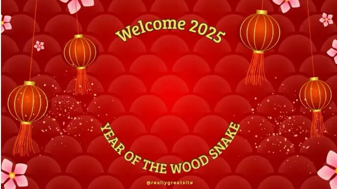 Red Modern & Minimal Red And Gold Simplified Traditional Chinese New Year Video Digital Display (16: template