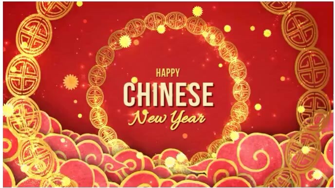 Red Modern & Minimal Red And Yellow Chinese New Year Video Digital Display (16:9) template