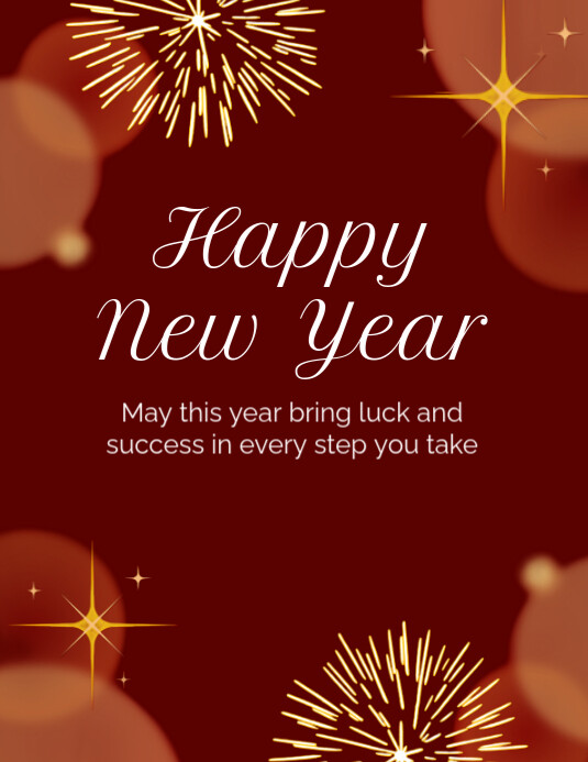 Red Modern & Minimal Red Modern Happy New Year Flyer Flyer (us Letter ...