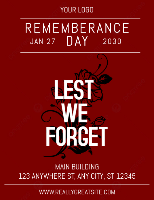 Red Remembrance Day Flyers Template | PosterMyWall