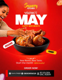 Red Modern & Minimal Restaurant New Month Greetings Flyer Video template