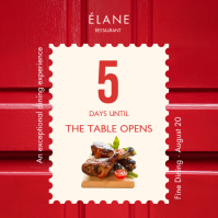 สีแดง Restaurant Opening Countdown โพสต์บน Instagram Template - Page 1