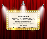 Red Modern & Minimal Retro Cinema Celebration Light Sign  Medium Rectangle Średni prostokąt template