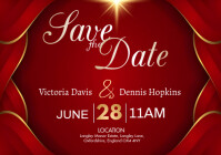 Red Modern & Minimal Save The Date Wedding Card A3 template