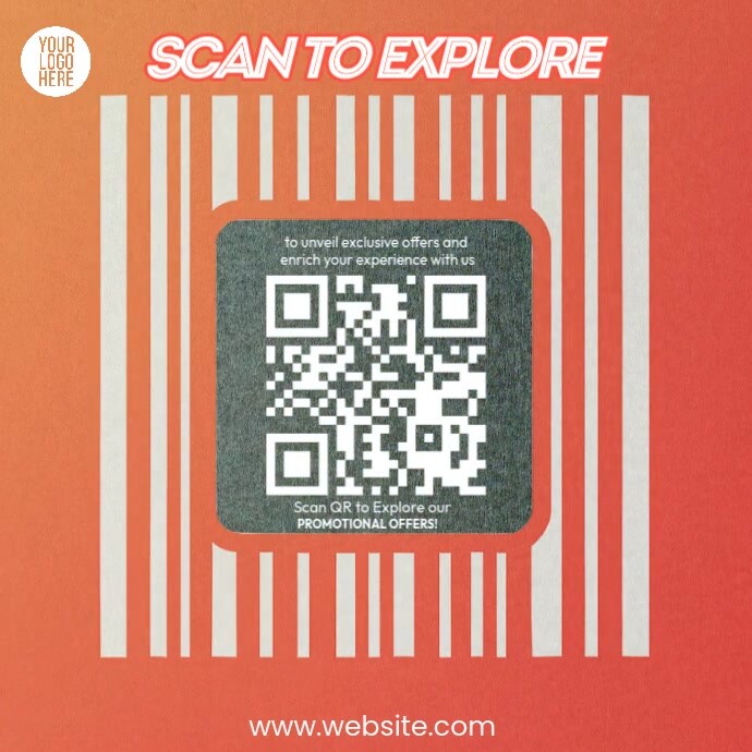 Red Modern & Minimal Scan To Explore Square (1:1) template