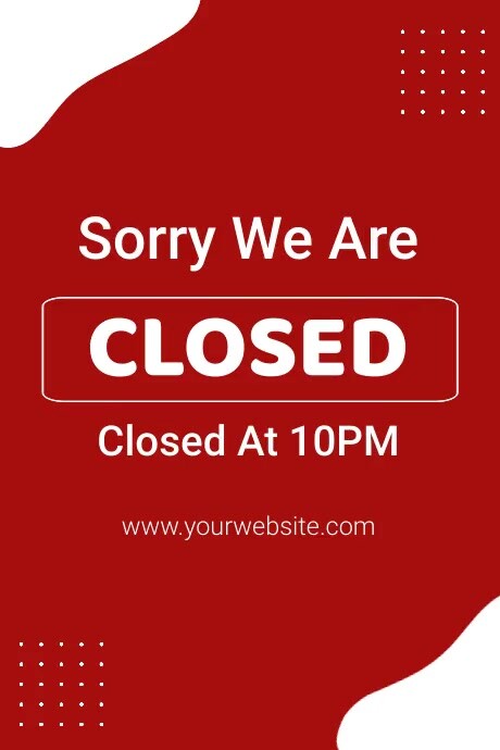 Red Modern & Minimal Sorry We Are Closed Post Template | PosterMyWall