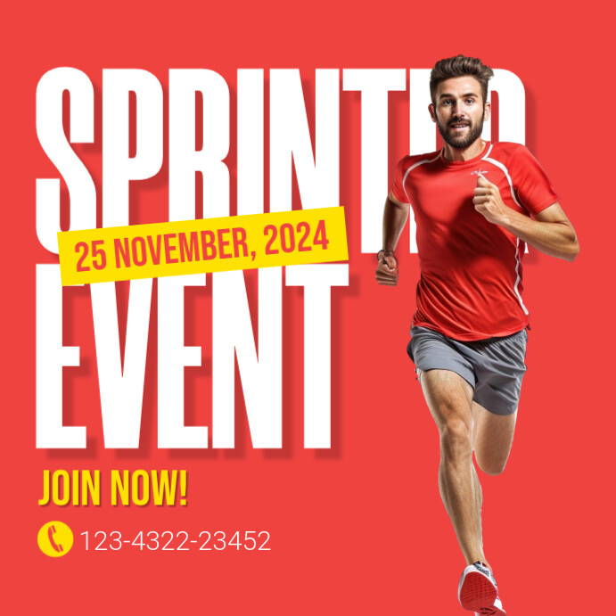 Red Modern & Minimal Sprinter Event Instagram Post template