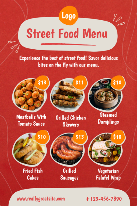Copy of Red Modern & Minimal Street Food Menu Poster | PosterMyWall