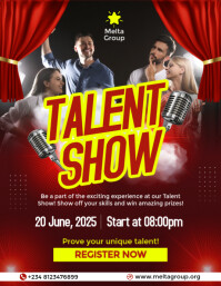 Red Modern & Minimal Talent Show  Flyer (us Letter) template