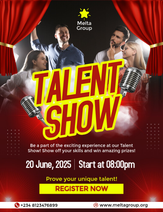 Red Modern & Minimal Talent Show  Flyer (us Letter) Pamflet (VSA Brief) template
