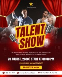 Red Modern & Minimal Talent Show Instagram Portrait template