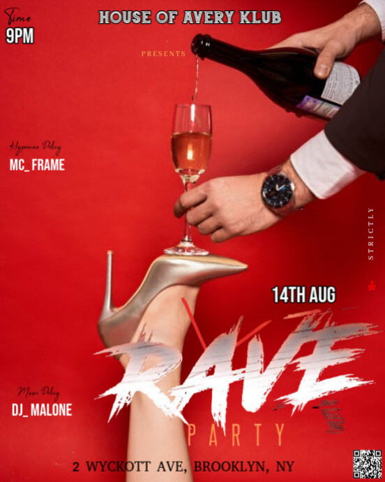 Red Modern & Minimal The Image Is A Promotional Flyer For A "rave Party" Instagram Portrait template