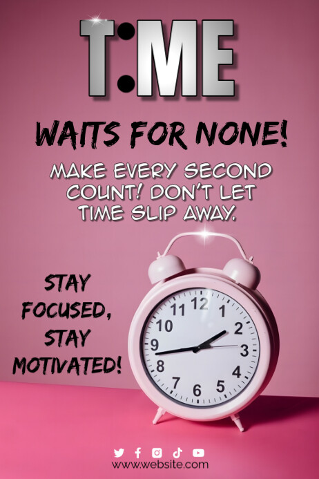 Red Modern & Minimal Time Management Poster template