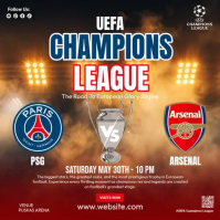Red Modern & Minimal UEFA Champions League Match Square Video Isikwele (1:1) template