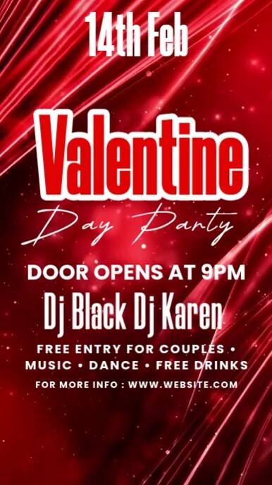 Red Modern & Minimal Valentine's Date Night Invitation Video Digital Display (9:16) template