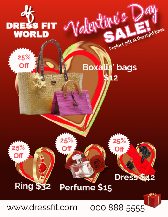 Red Modern & Minimal Valentine's Day Poster Flyer (us Letter) 传单(美国信函) template