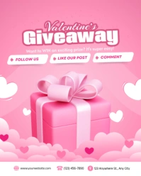 Red Modern & Minimal Valentine's Giveaway Instagram Portrait template