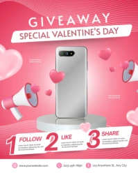 Red Modern & Minimal Valentine's Giveaway Instagram Portrait template