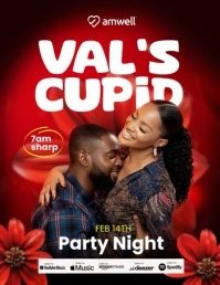 Red Modern & Minimal Valentine's Party  Flyer (us Letter) Volante (Carta US) template