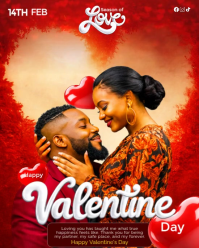 Red Modern & Minimal Valentine Day Couple Greeting Poster  Instagram Portrait template