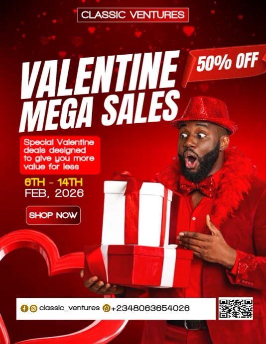 Red Modern & Minimal Valentine Mega Discount Sales Flyer (us Letter ...