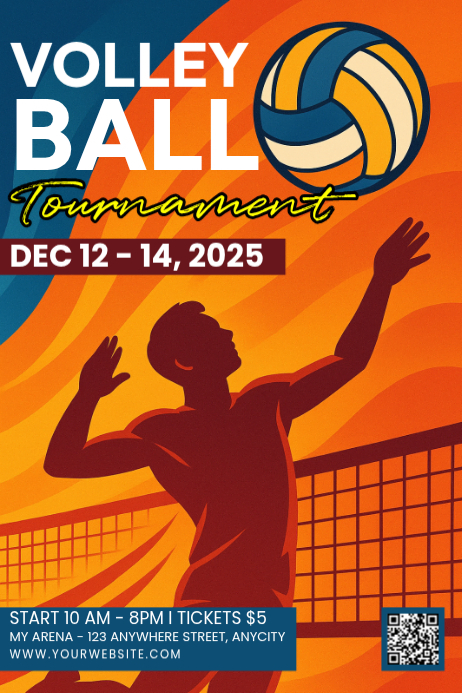 Plantilla de Red Modern & Minimal Volleyball Tournament Poster ...
