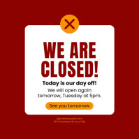 Red Modern & Minimal We Are Closed Instagram Post template
