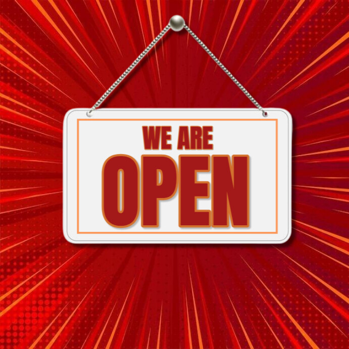 Red Modern & Minimal We Are Open Sign Template  Instagram Post