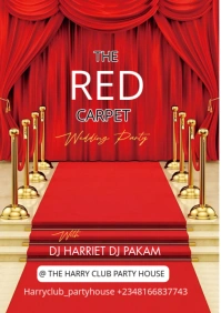 Red Modern & Minimal Wedding Night Party Red Carpet Instagram Post A5 template