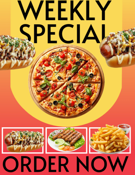 Red Weekly Food Specials Flyers Template | PosterMyWall